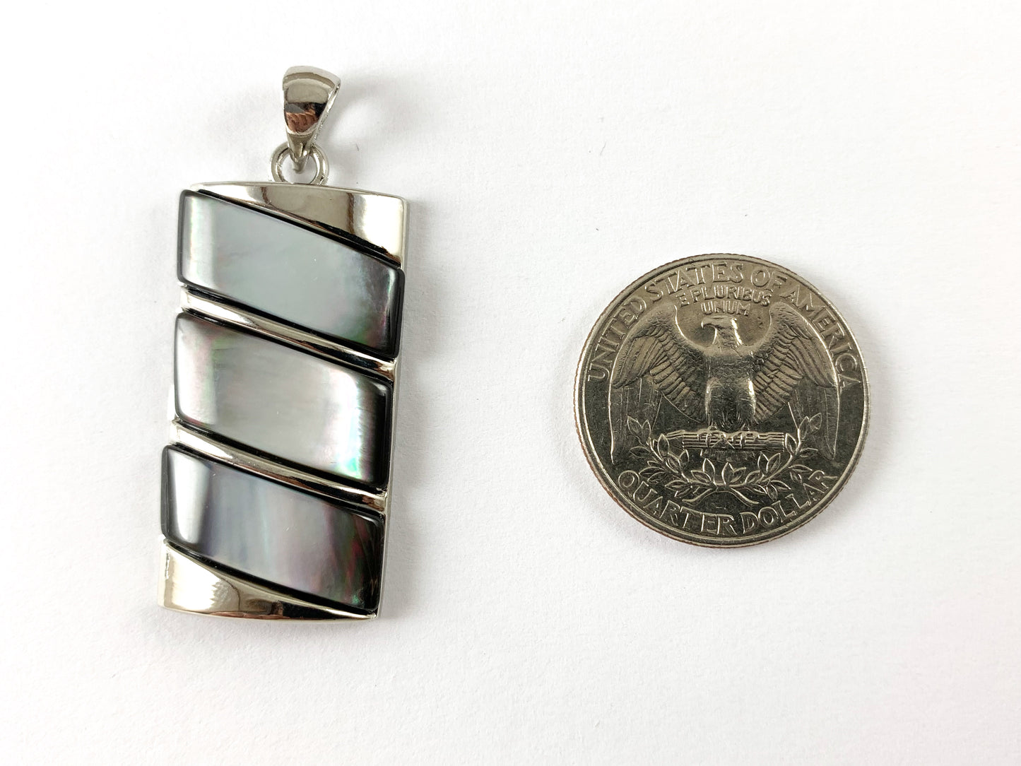 Colorful Shell Rectangle Silver Pendant Natural White Lip/Black Lip Shell/ Yellow Trocas Shell For Jewelry Making and Craft