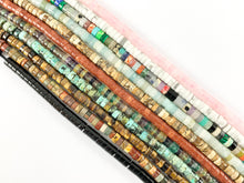 Cargar imagen en el visor de la galería, Cuentas Heishi de piedra variada de 4 mm, cuarzo rosa, howlita blanca natural, amazonita, jaspe cuadro, piedra dorada, ojo de tigre, etc., alrededor de 15-16"