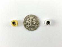 Cargar imagen en el visor de la galería, Peltre brillante tallado grabado espaciador redondo cuentas con orificio grande oro rosado, oro, plata, bronce, cobre
