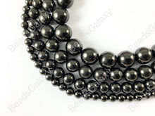Load image into Gallery viewer, Natural Solid Black Shungite Round Smooth Beads Lightweight Shiny Natural Gemstone Healing Beads Around 15"