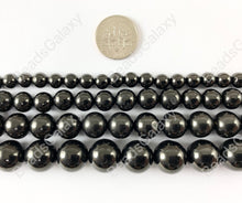 Load image into Gallery viewer, Natural Solid Black Shungite Round Smooth Beads Lightweight Shiny Natural Gemstone Healing Beads Around 15"