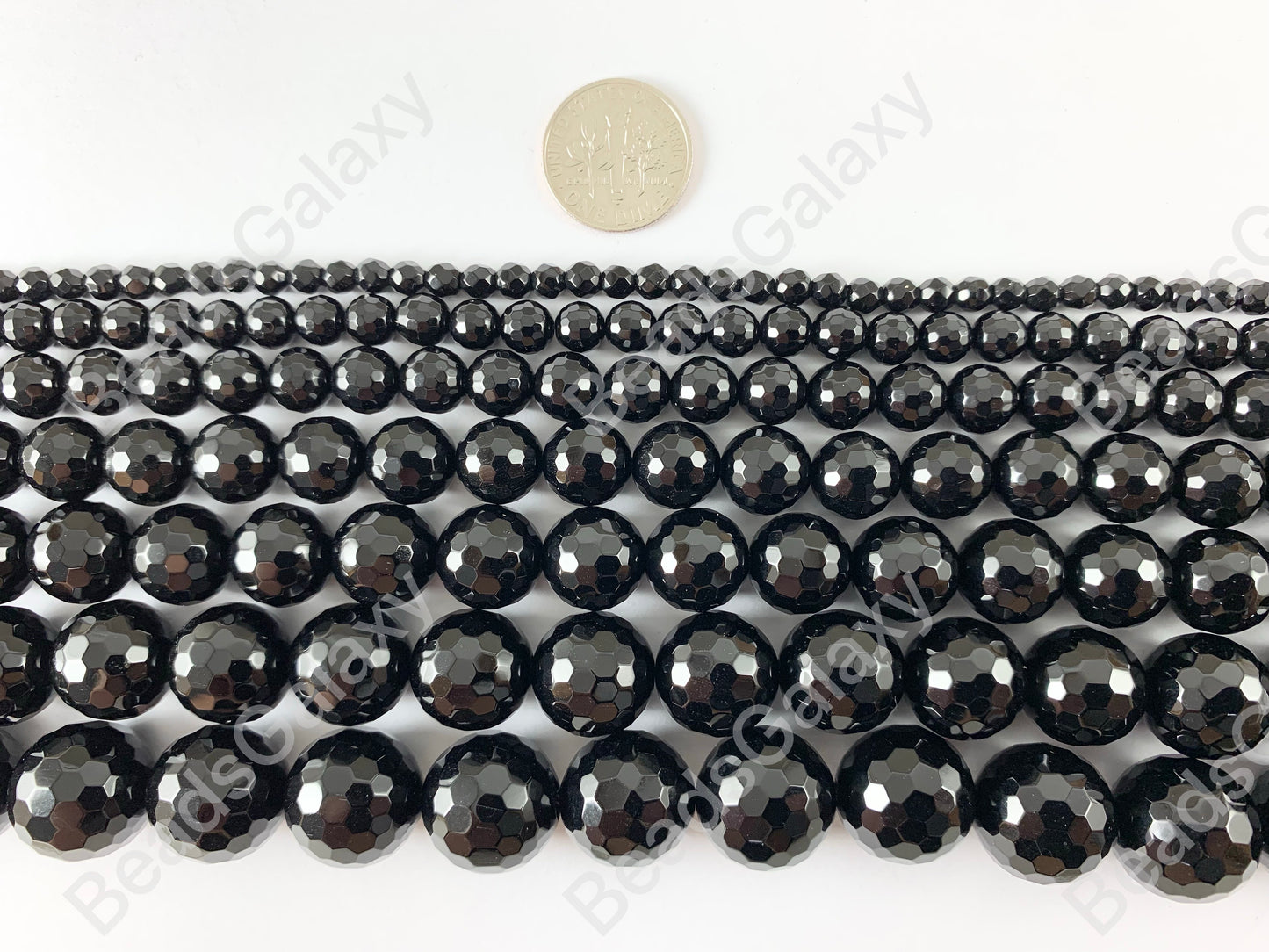 Grade AAA Solid Black Onyx Fine Cut Round Faceted Shiny Natural Gemstone Beads High Quality Healing Stone 4mm-16mm Around 15"