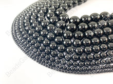 Load image into Gallery viewer, Grade AAA Solid Black Onyx Round Smooth Shiny Natural Gemstone Beads High Quality Healing Stone 3mm-18mm Around 15"