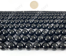 Load image into Gallery viewer, Grade AAA Solid Black Onyx Round Smooth Shiny Natural Gemstone Beads High Quality Healing Stone 3mm-18mm Around 15"