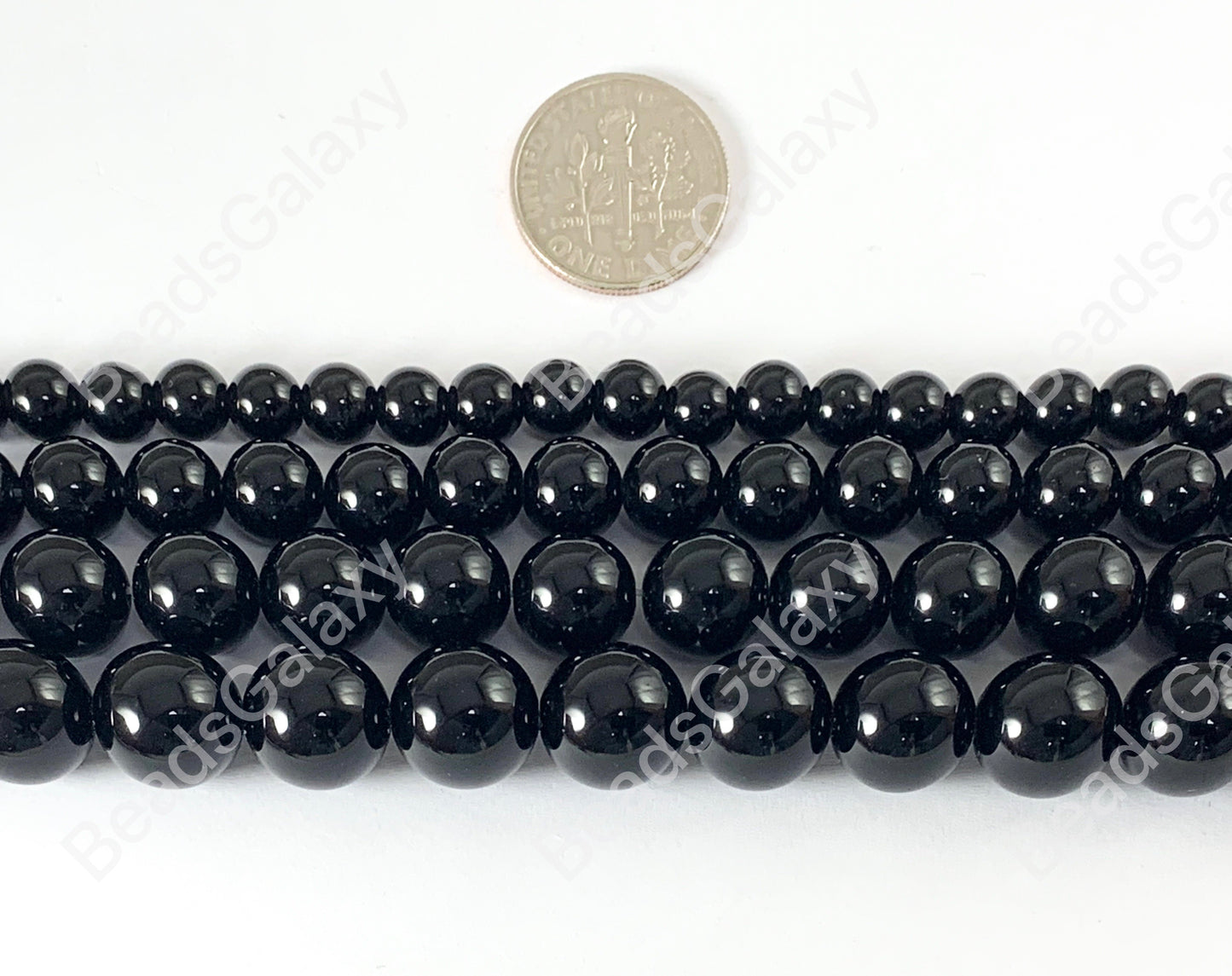 Obsidiana negra redonda, lisa, brillante, negra sólida, cuentas de piedras preciosas curativas naturales, pulsera para hombres y mujeres, alrededor de 15 "- 16" de hebra