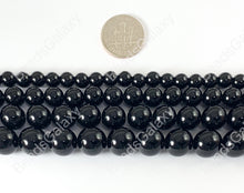 Load image into Gallery viewer, Black Obsidian Round Smooth Shiny Solid Black Natural Healing Gemstone Beads Men's and Women's bracelet Around 15"- 16" Strand