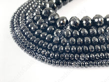 Load image into Gallery viewer, Grade AAA Solid Black Onyx Fine Cut Rondelle Faceted Shiny Natural Gemstone Beads High Quality Healing Stone 6mm-14mm Around 15"