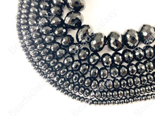 Load image into Gallery viewer, Grade AAA Solid Black Onyx Fine Cut Rondelle Faceted Shiny Natural Gemstone Beads High Quality Healing Stone 6mm-14mm Around 15"