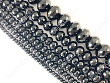 Load image into Gallery viewer, Grade AAA Solid Black Onyx Fine Cut Rondelle Faceted Shiny Natural Gemstone Beads High Quality Healing Stone 6mm-14mm Around 15"