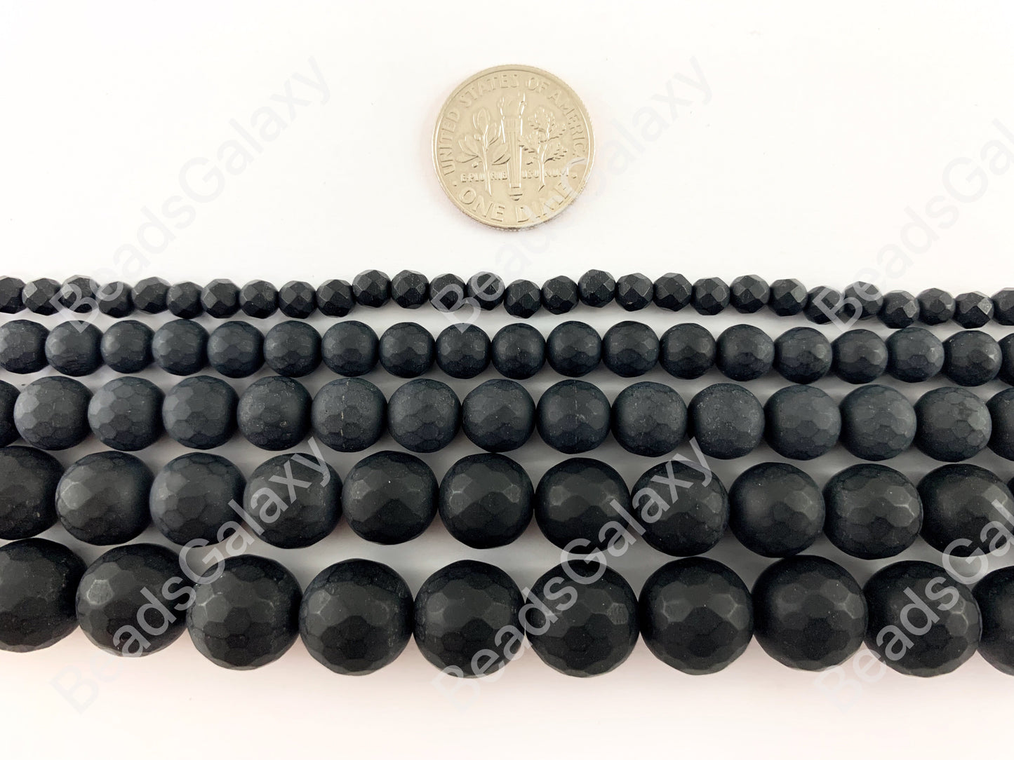 Matte Solid Black Onyx Round Faceted Natural Healing Gemstone Beads For Men's and Women's Bracelets 4-12mm Available Around 14"-15"