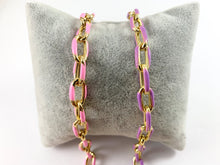 Cargar imagen en el visor de la galería, Cadena de eslabones ovalados coloridos y gruesos de cobre chapado en oro de 18 quilates y esmalte, fabricación/diseños de joyas de verano