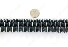 Load image into Gallery viewer, Matte Solid Black Onyx Round Beads with White Stripe Natural Agate Gemstone Beads High Quality Healing Stone 6mm-10mm Around 15"