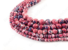 Load image into Gallery viewer, Hot Pink Mosaic Composite Howlite Round Smooth Beads 4-12mm Around 15"