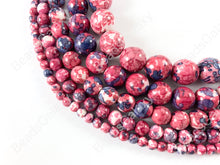 Load image into Gallery viewer, Hot Pink Mosaic Composite Howlite Round Smooth Beads 4-12mm Around 15"