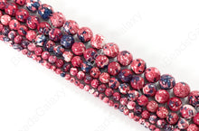 Load image into Gallery viewer, Hot Pink Mosaic Composite Howlite Round Smooth Beads 4-12mm Around 15"