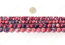 Load image into Gallery viewer, Hot Pink Mosaic Composite Howlite Round Smooth Beads 4-12mm Around 15"