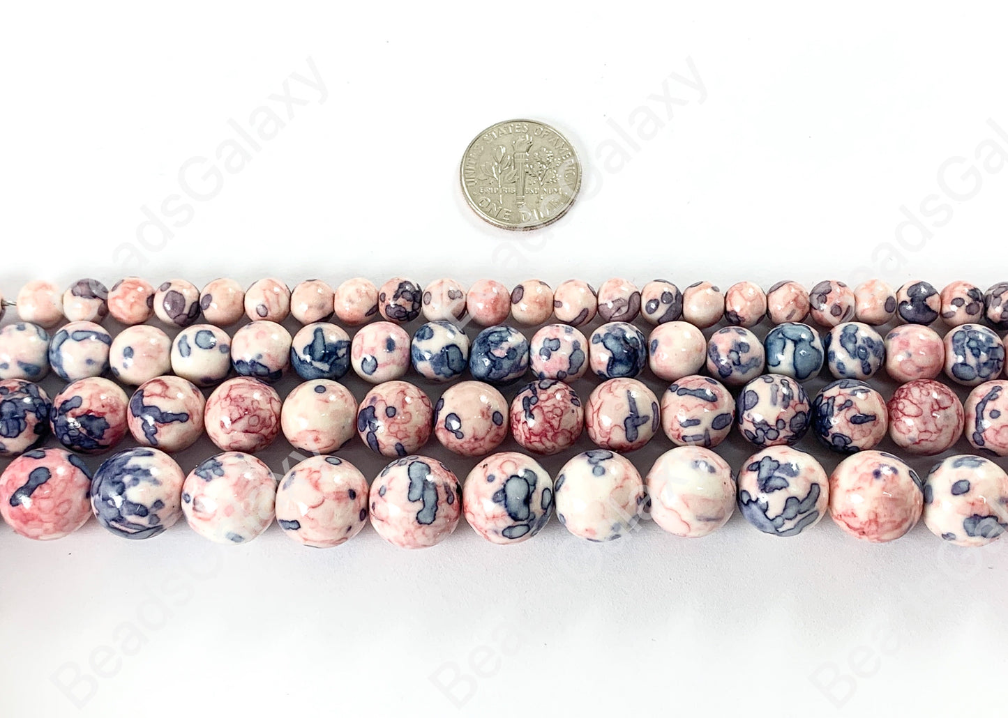 Pastel Pink Mosaic Composite Howlite Round Smooth Beads 6-12mm Around 15"