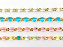 Cargar imagen en el visor de la galería, Cadena de eslabones trenzados delgados de cobre chapado en esmalte colorido chapado en oro de 18 quilates para fabricación y diseños de joyas de verano