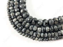 Load image into Gallery viewer, Black Labradorite Larvikite Rondelle Faceted Natural Gemstone Beads For Men's and Women's Bracelets 6-12mm Available Around 14"-15"