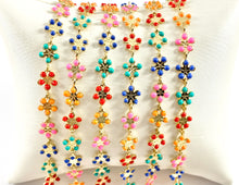 Cargar imagen en el visor de la galería, Cadena de flores de Margarita de cobre chapada en esmalte chapado en oro de 18 quilates, cadenas coloridas para la fabricación de joyas de verano