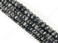 Load image into Gallery viewer, Black Labradorite Larvikite Rondelle Faceted Natural Gemstone Beads For Men's and Women's Bracelets 6-12mm Available Around 14"-15"