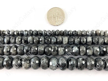 Load image into Gallery viewer, Black Labradorite Larvikite Rondelle Faceted Natural Gemstone Beads For Men's and Women's Bracelets 6-12mm Available Around 14"-15"