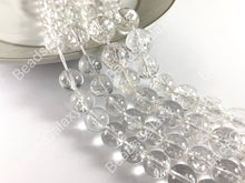 Load image into Gallery viewer, Grade AAA Natural Crackle Clear Quartz High Quality Round Smooth Shiny Beads Healing Crystalline Gemstone 10mm 12mm Around 15"
