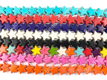 Load image into Gallery viewer, 20mm Star Shape Howlite Turquoise Flat July 4th Independence Day Beads 8 Colors Available Around 15"