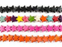 Load image into Gallery viewer, 20mm Star Shape Howlite Turquoise Flat July 4th Independence Day Beads 8 Colors Available Around 15"