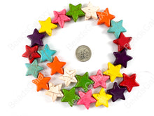 Load image into Gallery viewer, 20mm Star Shape Howlite Turquoise Flat July 4th Independence Day Beads 8 Colors Available Around 15"