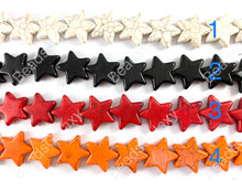 Cargar imagen en el visor de la galería, Cuentas planas de turquesa howlita en forma de estrella de 25 mm, 10 colores disponibles alrededor de 15 "
