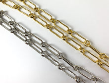 Load image into Gallery viewer, Real 18K Gold/ Platinum Plated Large Textured Paperclip Chain Hammered Oval Chain with Circle Link