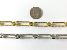 Load image into Gallery viewer, Real 18K Gold/ Platinum Plated Large Textured Paperclip Chain Hammered Oval Chain with Circle Link