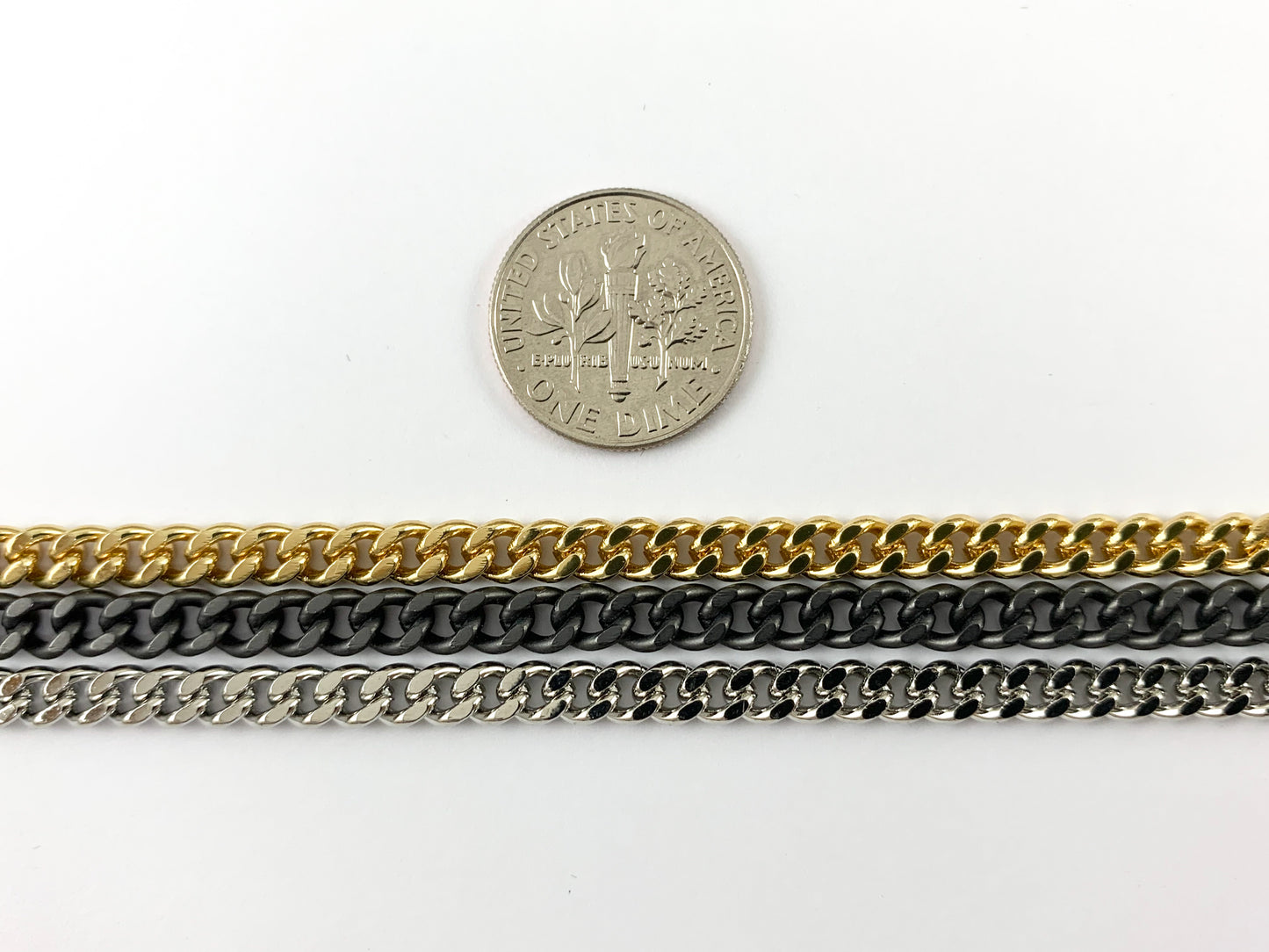 Real Gold /Platinum /Matte Gold /Matte Gunmetal Plated Link Curb/Cuban Chain for Men and Women Necklace/Bracelet Making