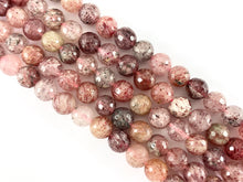 Load image into Gallery viewer, Natural Strawberry Quartz Faceted Round Hand Cut Shiny Natural Gemstone Beads 6mm 8mm 10mm For Jewelry Making 15"-16"