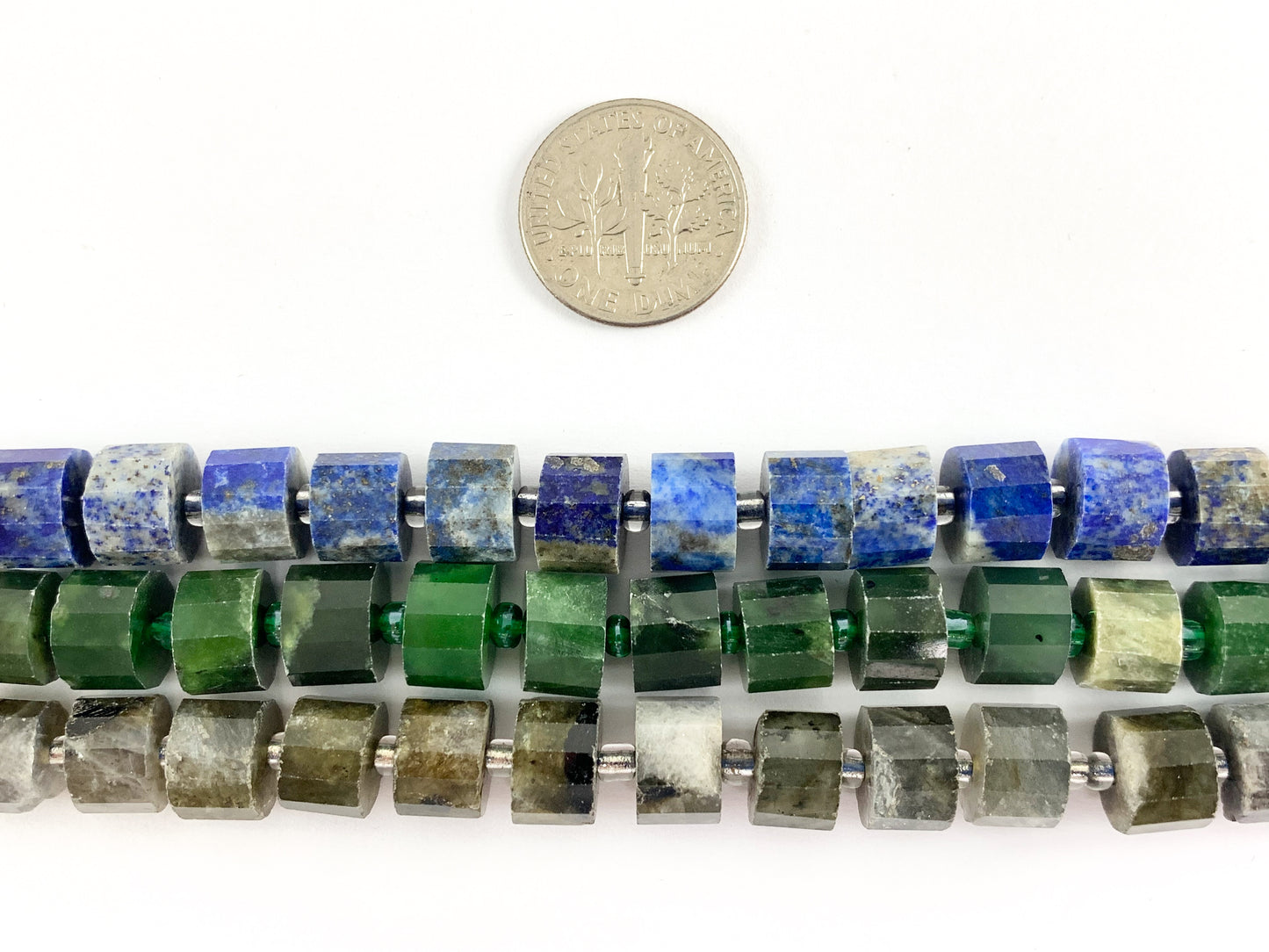 Cuentas de tubo de piedras naturales cortadas a mano de alta calidad aguamarina, cuarzo rosa, apatita, lapislázuli, jade canadiense, labradorita alrededor de 15"