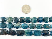 Load image into Gallery viewer, Natural Apatite Dark Blue Dark Teal Natural Stone in Rectangle, Coin and Oval Shape Around 15"