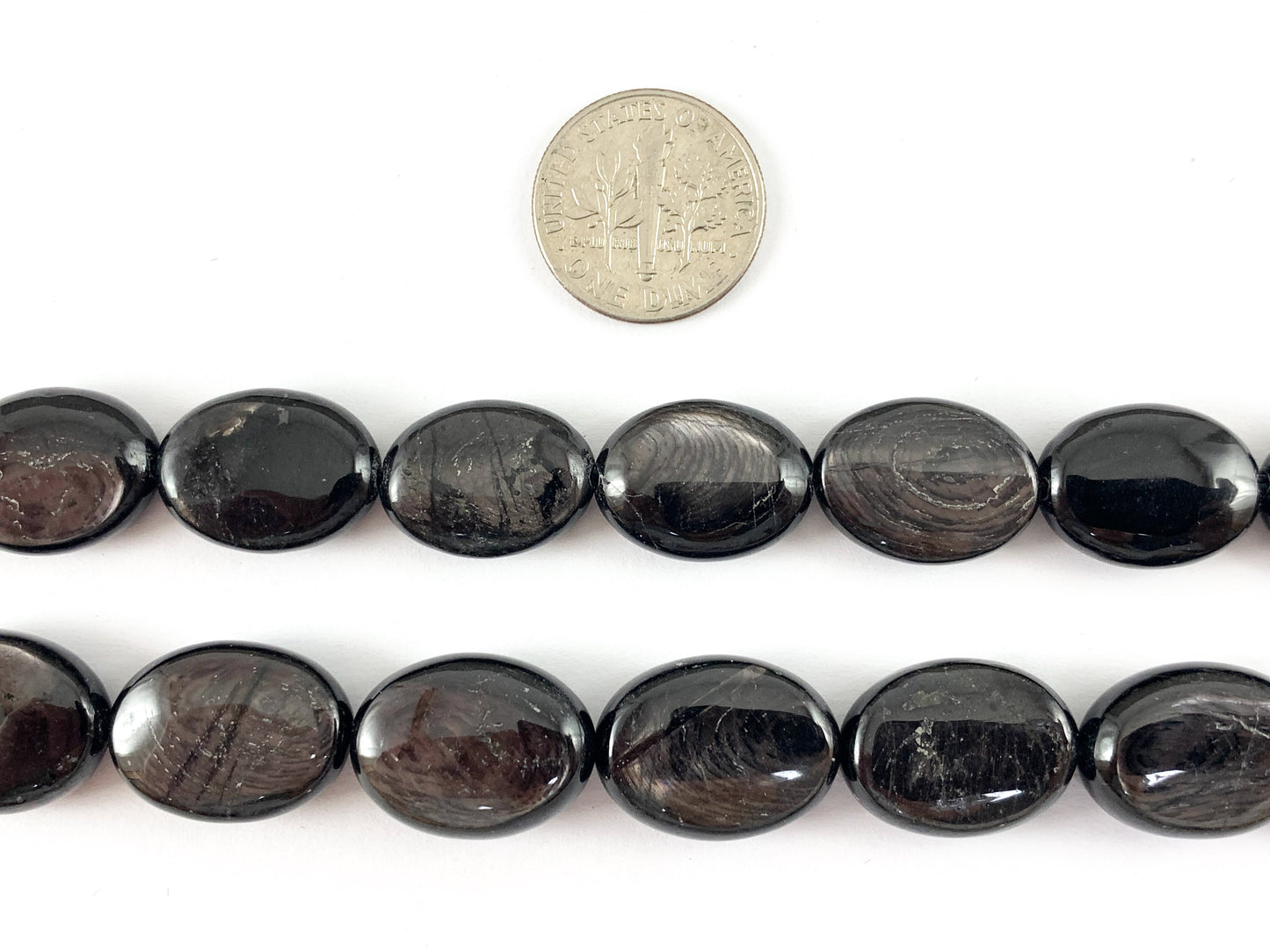 Natural Hypersthene Black Color Natural Stone in Oval Shape Around 15"