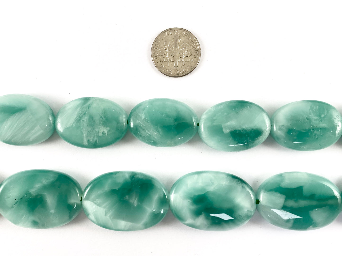 Natural Green Angelite/ Green Moonstone Pastel Green Color Natural Stone in Coin And Oval Shape Around 15"