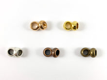 Load image into Gallery viewer, Pewter Base Metal Shiny Smooth Rondelle Large Hole Spacer Beads Rosy Gold, Gold, Silver, Bronze, Copper 125 Grams Bag