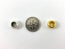 Load image into Gallery viewer, Pewter Base Metal Shiny Smooth Rondelle Large Hole Spacer Beads Rosy Gold, Gold, Silver, Bronze, Copper 125 Grams Bag