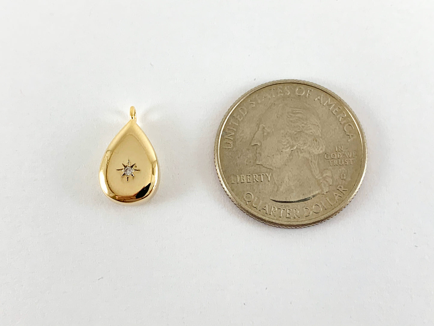 Real Gold 18K Plated Micro CZ Pave Teardrop Charm Over Brass 8PCS