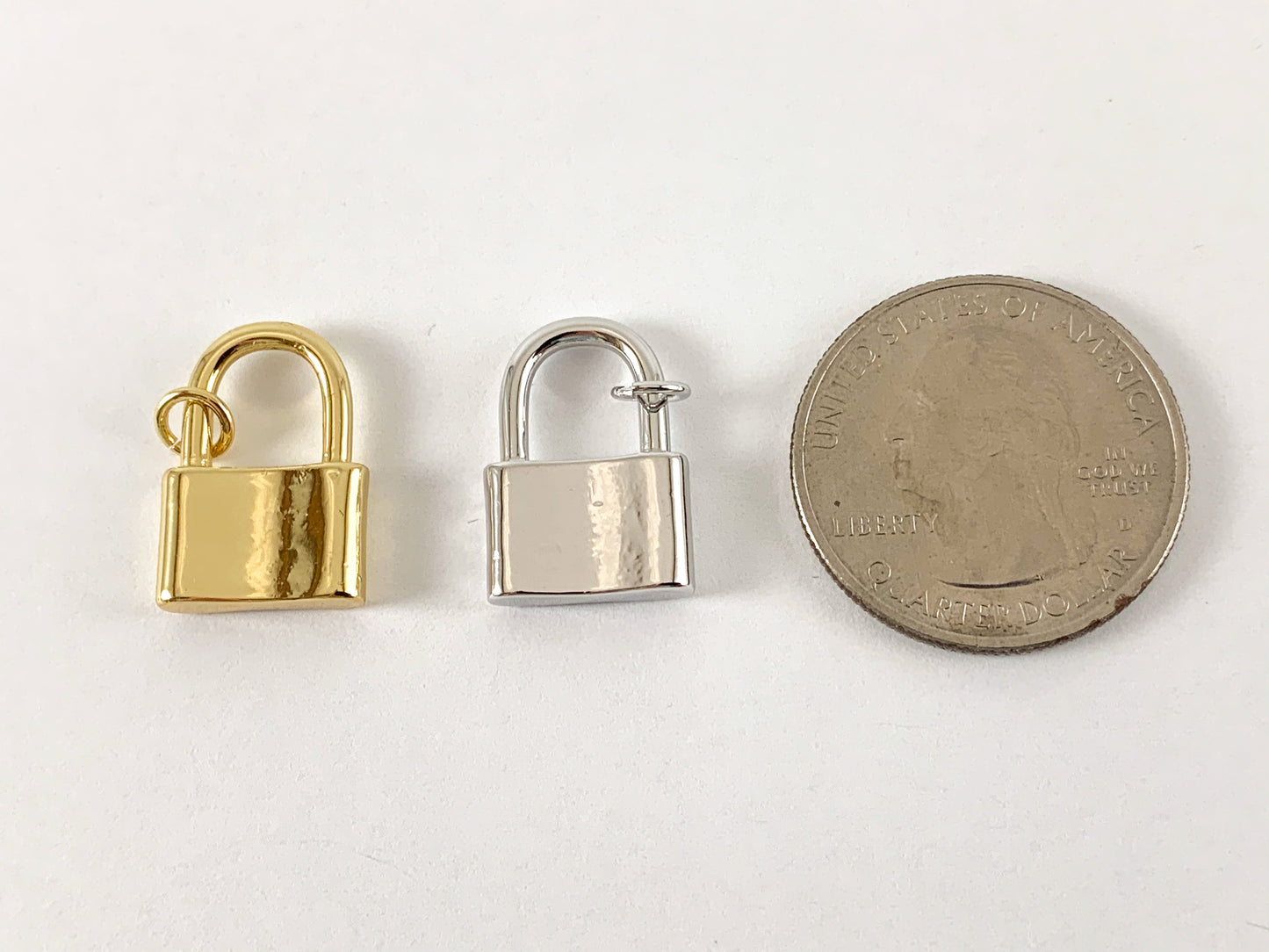 Real Gold 18K Plated Lock Charms Over Brass 10PCS
