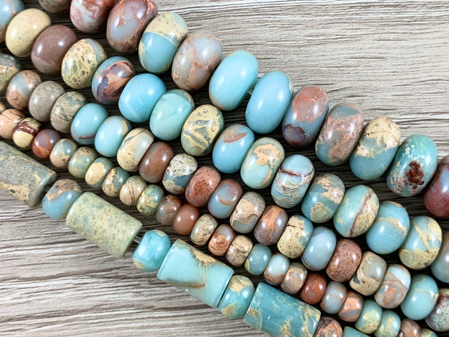 Cuentas de piedras preciosas de tubo Aqua Terra Jasper Rondelle