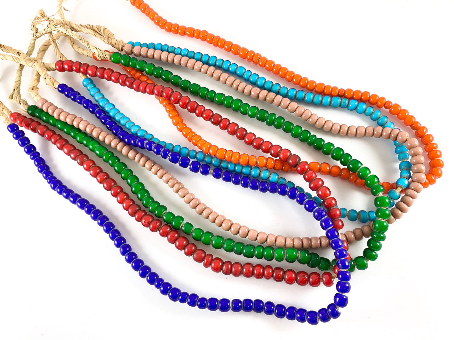 Ghana White Heart Glass Beads From Africa- 1 strand