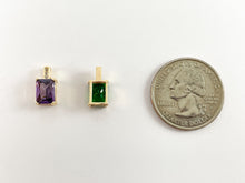 Cargar imagen en el visor de la galería, Chapado en oro de 18 quilates CZ pavimenta púrpura verde claro rosa azul rectángulo Mini pequeños dijes de diamantes de imitación Baguette sobre cobre 6 piezas