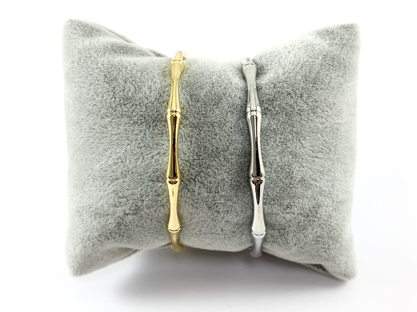 Real Gold/Platinum 18K Plated Copper Simple Bamboo Adjustable Bracelet Cuffs 3pcs