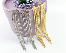 Cargar imagen en el visor de la galería, Lindos aretes de borlas con flecos y cuentas en oro de 18 quilates o cobre bañado en plata 3 pares