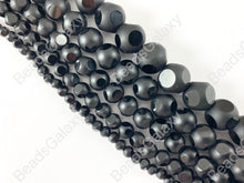 Load image into Gallery viewer, Black Disco Polka Dot Glass Beads - Faceted Round Matte Glass Around 15 inch Strands
