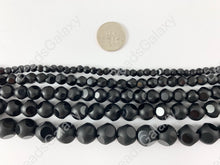 Load image into Gallery viewer, Black Disco Polka Dot Glass Beads - Faceted Round Matte Glass Around 15 inch Strands